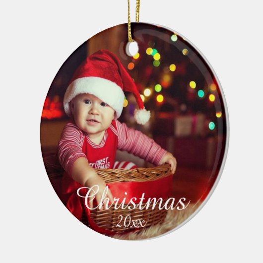 Aangepaste familiefoto keramisch ornament (Links)