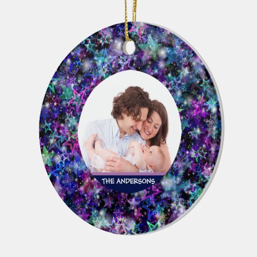 Aangepaste familiefoto keramisch ornament (Links)