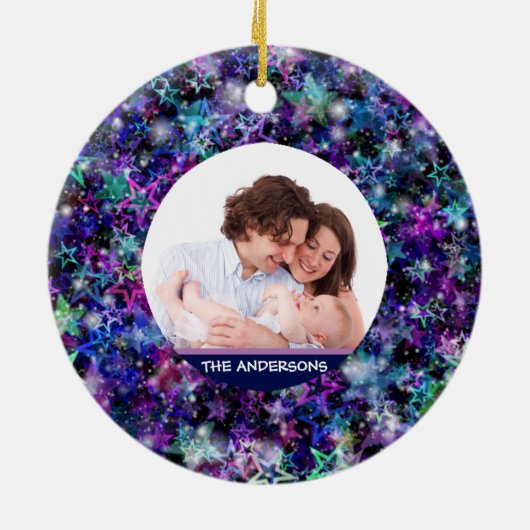 Aangepaste familiefoto keramisch ornament (Achterkant)