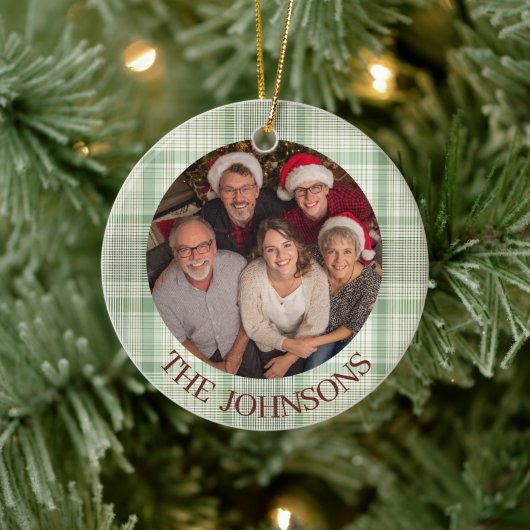 Aangepaste familiefoto kerst keramische ornament (Boom)