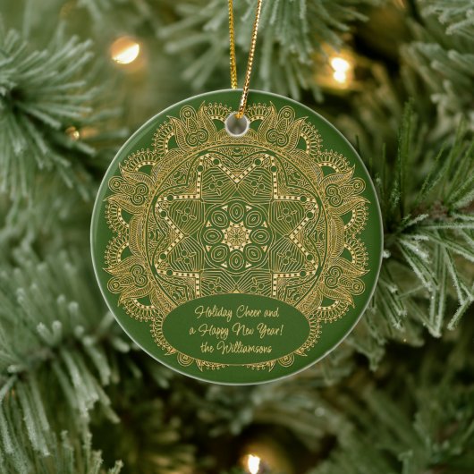 Aangepaste familiefoto kerst persoonlijke tekst keramisch ornament (Boom)