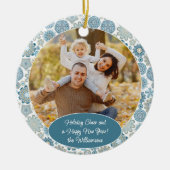 Aangepaste familiefoto Kerstmaand met persoonlijke Keramisch Ornament (Voorkant)