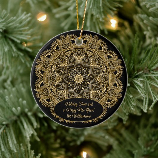 Aangepaste familiefoto Kerstmis gepersonaliseerde Keramisch Ornament (Boom)