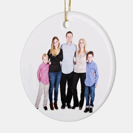 Aangepaste familiefoto Kerstmis Keramisch Ornament (Links)