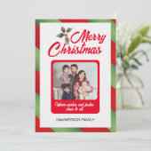 Aangepaste familiefoto Kerstuitnodiging Kaart (Staand voorkant)