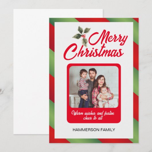 Aangepaste familiefoto Kerstuitnodiging Kaart (Voorkant / Achterkant)