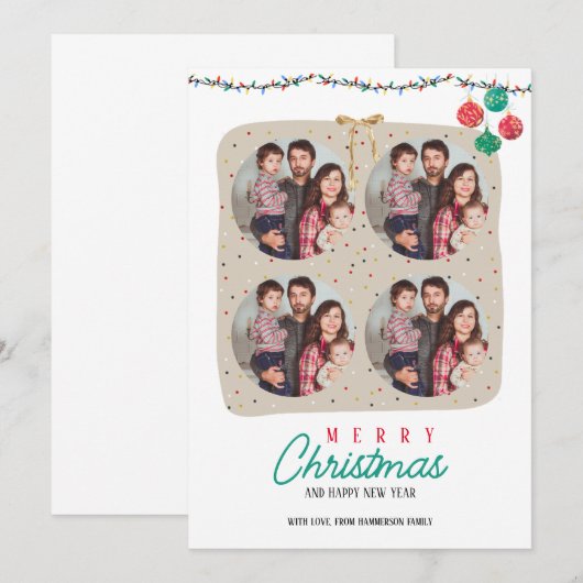 Aangepaste familiefoto Kerstuitnodigingen Kaart (Voorkant / Achterkant)