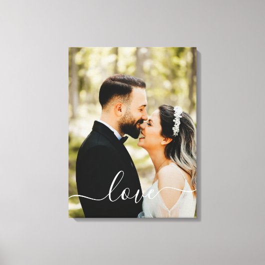 Aangepaste familiefoto Love Script Canvas Print (Voorkant)