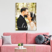 Aangepaste familiefoto Love Script Canvas Print (Insitu (Woonkamer))