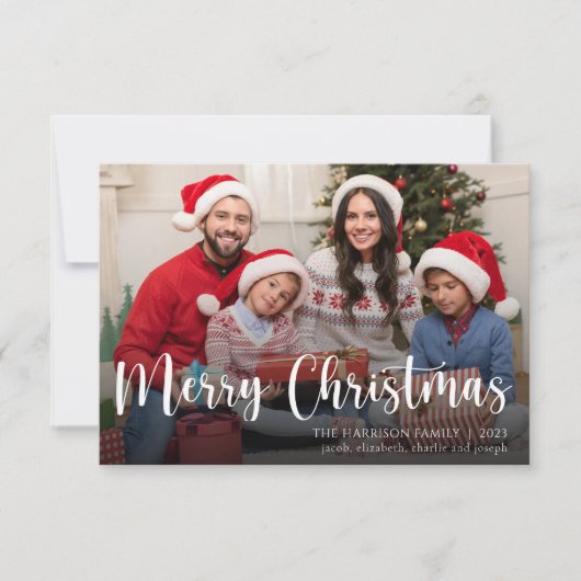 Aangepaste familiefoto Merry Christmas Holiday Kaa Bedankkaart (Voorkant)