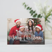 Aangepaste familiefoto Merry Christmas Holiday Kaa Bedankkaart (Staand voorkant)