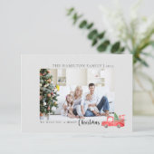 Aangepaste familiefoto Merry Christmas Holiday Kaa Bedankkaart (Staand voorkant)