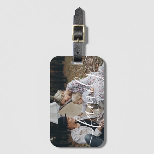 Aangepaste familiefoto met aangepaste naam bagagelabel (Voorkant (verticaal))