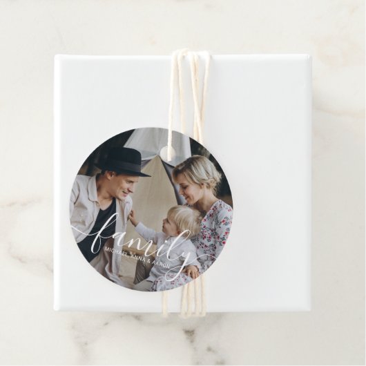 Aangepaste familiefoto met aangepaste naam bedankjes labels (In situ)