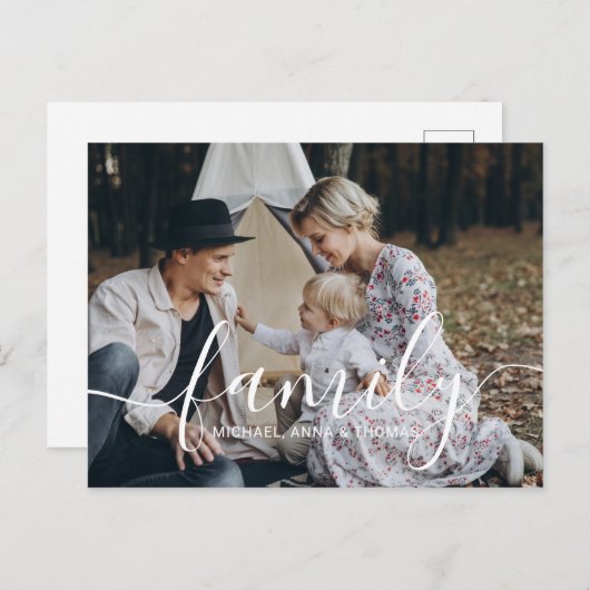 Aangepaste familiefoto met aangepaste naam briefkaart (Voorkant / Achterkant)