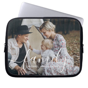 Aangepaste familiefoto met aangepaste naam laptop sleeve