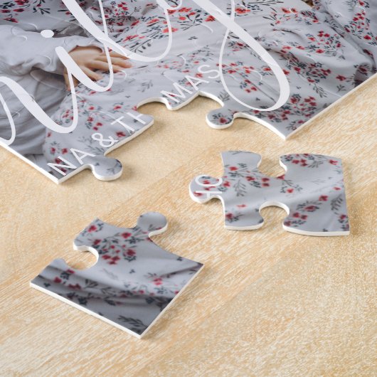 Aangepaste familiefoto met aangepaste naam legpuzzel (Zijkant)