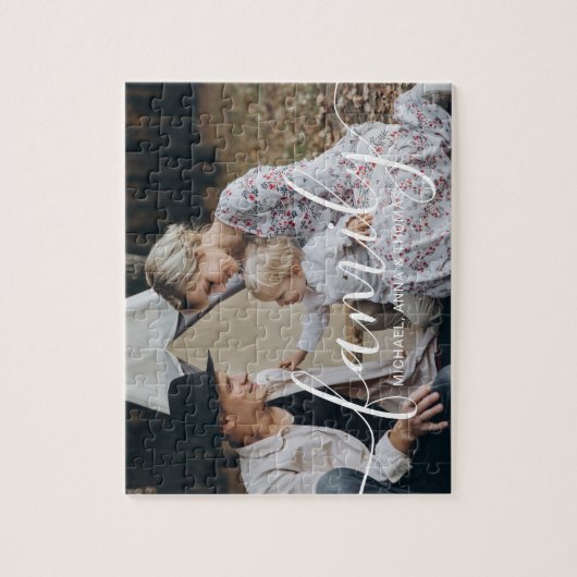 Aangepaste familiefoto met aangepaste naam legpuzzel (Verticaal)