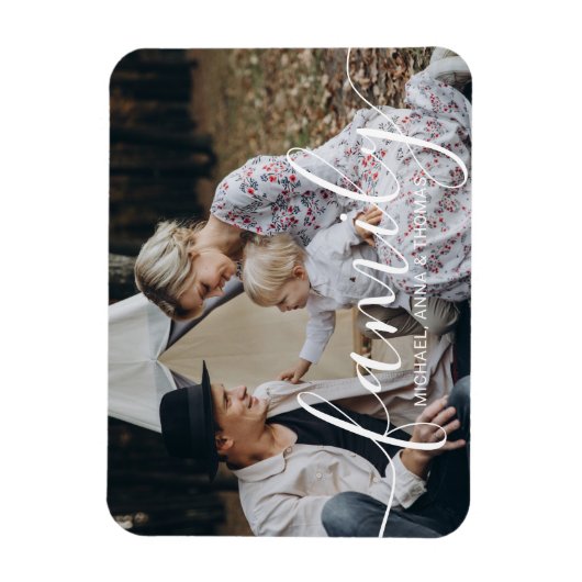 Aangepaste familiefoto met aangepaste naam magneet (Verticaal)