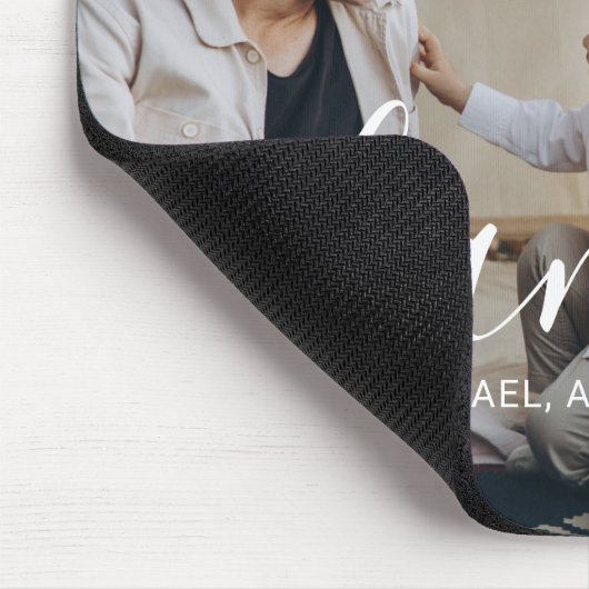 Aangepaste familiefoto met aangepaste naam muismat (Hoek)
