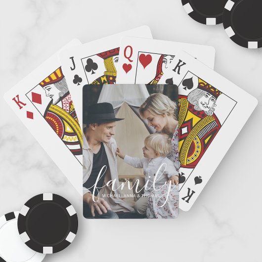 Aangepaste familiefoto met aangepaste naam pokerkaarten