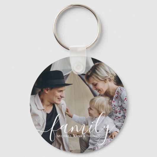 Aangepaste familiefoto met aangepaste naam sleutelhanger (Voorkant)