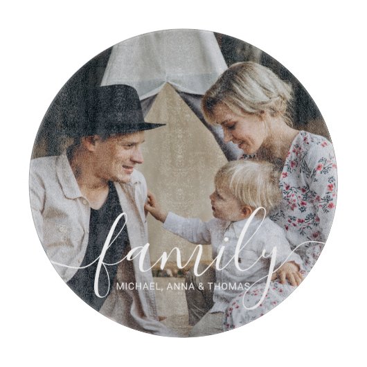 Aangepaste familiefoto met aangepaste naam snijplank (Voorkant)