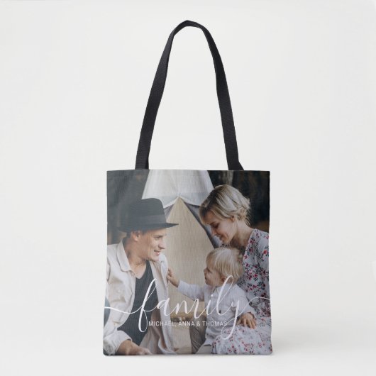 Aangepaste familiefoto met aangepaste naam tote bag (Voorkant)