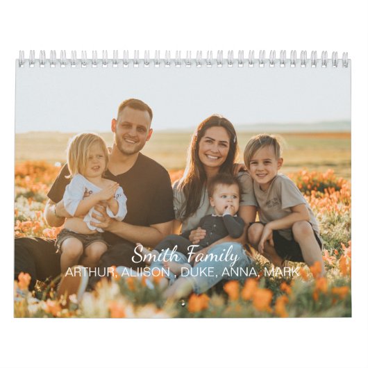 Aangepaste familiefoto met aangepaste namen kalender (Hoes)