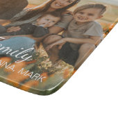Aangepaste familiefoto met aangepaste namen snijplank (Hoek)