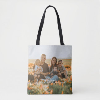 Aangepaste familiefoto met aangepaste namen tote bag