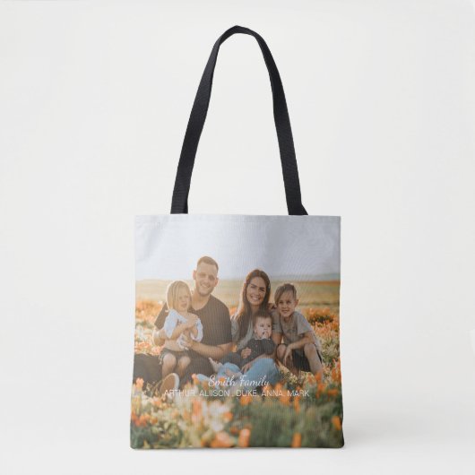 Aangepaste familiefoto met aangepaste namen tote bag (Voorkant)