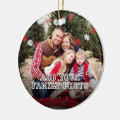 Aangepaste Familiefoto met kerstcitaat Keramisch Ornament (Links)