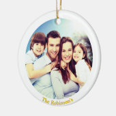 Aangepaste familiefoto met wit Lijst gepersonalise Keramisch Ornament (Links)