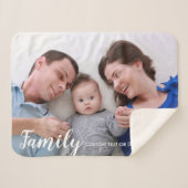 Aangepaste familiefoto Modern script gepersonalise Sherpa Deken (Voorkant (horizontaal))