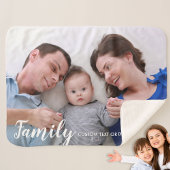 Aangepaste familiefoto Modern script gepersonalise Sherpa Deken