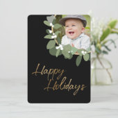 Aangepaste familiefoto Modern Wreath Prettige fees Feestdagenkaart (Staand voorkant)