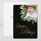Aangepaste familiefoto Modern Wreath Prettige fees Feestdagenkaart (Voorkant / Achterkant)