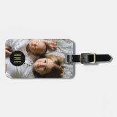 Aangepaste familiefoto | Monogram | Adres Bagagelabel (Voorkant horizontaal)