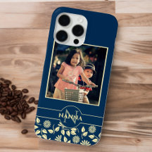 Aangepaste familiefoto Monogram naam patroon Blauw