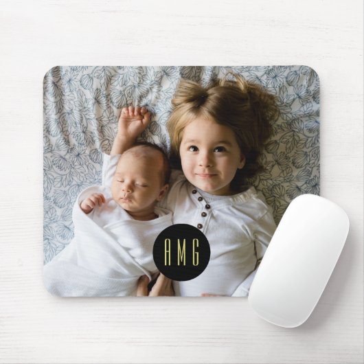 Aangepaste familiefoto | Monogrammen Muismat (Met muis)