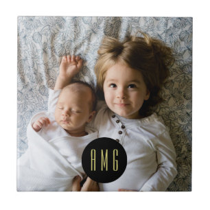 Aangepaste familiefoto   Monogrammen Tegeltje