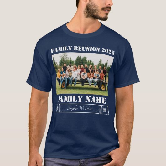 Aangepaste Familiefoto & Naam Reünie Jaar T-shirt (Voorkant)