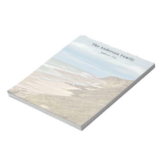 Aangepaste familiefoto strandreizen notitieblok (Linkerzijde)