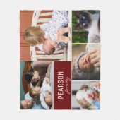 Aangepaste familiefoto tapijt met donkerrood accen fleece deken (Voorkant)