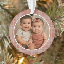 Aangepaste familiefoto terracotta beige geruite ke