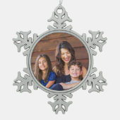 Aangepaste familiefoto tin sneeuwvlok ornament (Voorkant)