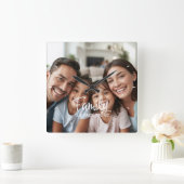 Aangepaste familiefoto trend scriptnaam gepersonal vierkante klok (Huis)