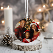 Aangepaste Familiefoto Tweezijdig Kerst Ornament
