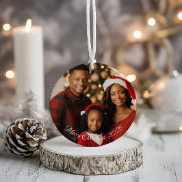 Aangepaste Familiefoto Tweezijdig Kerst Ornament